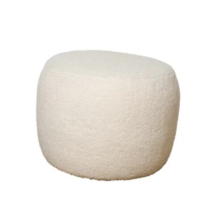 Maine & Crawford Beige Talia 50cm Teddy Plush Foot Stool Pouf Chair Seat Round - Picture 1 of 1