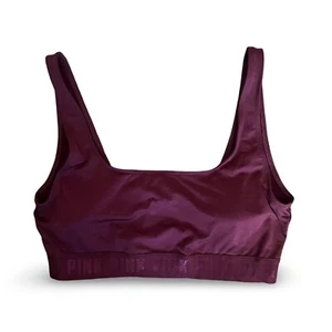 Victorias Secret PINK Sports Bra Maroon Purple Ultimate Unlined Wireless Medium - Picture 1 of 6