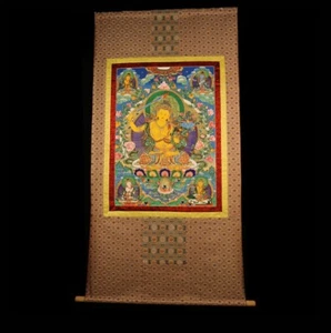 Wonderful Large Tibet Vintage Old Buddhist Manjusri Bodhisattva Thangka Tangka - Picture 1 of 11