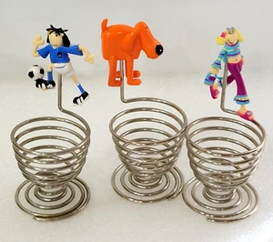 Bang on the Door Egg Holder Cup Spiral Metal Groovy Chick & Friends Set of 3 - Picture 1 of 5