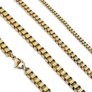 Catena Collana Veneziana Uomo Donna Acciaio Placca Oro Conveniente 50cm 4mm 0146 - Picture 1 of 1