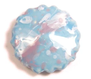 Blu/whi/pi Ceramic Flower Predrilled Bead 58.86Ct 35mm for Beading/Wire Wrapping - Picture 1 of 14