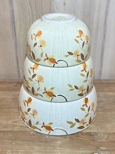 Vintage Halls Superior Quality Kitchenware Autumn Leaf Mixing Serving Bowls (3) - Picture 1 of 11
