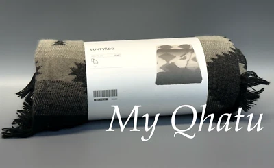 Ikea LUKTVADD Throw Geometric  51"x 67" Black/Gray  NEW - Image 1 of 4