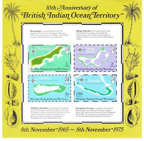 British Indian Ocean Territory MNH 85a (82-85) Maps of Islands Souvenir Sheet Cover