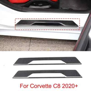 2PCS Carbon Fiber Inner Door Sill Cover Scuff Plate Trim For Corvette C8 2020-23 - Picture 1 of 10