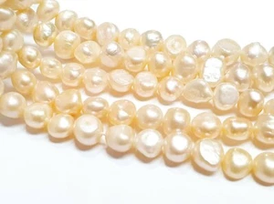 Süßwasserperlen 8mm Reiskorn Natur Zuchtperlen Apricot Schmuck Perle D516 - Bild 1 von 5
