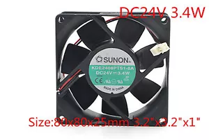 SUNON Cooling fan 8025 KDE2408PTS1-6A DC24V 3.4W 8025 8CM 80x80x25mm 3.2x3.2x1" - Picture 1 of 3