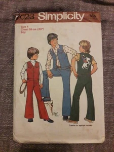 Vintage Boys Clothes Sewing Pattern Simplicity 7023 Size 4 Chest 27 Inch - Picture 1 of 4