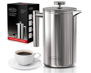 Kaffeemaschine (1,75 l) - Doppelwandige große Kaffeepresse mit 2 kostenlosen Filtern - Genießen - Bild 1 von 9