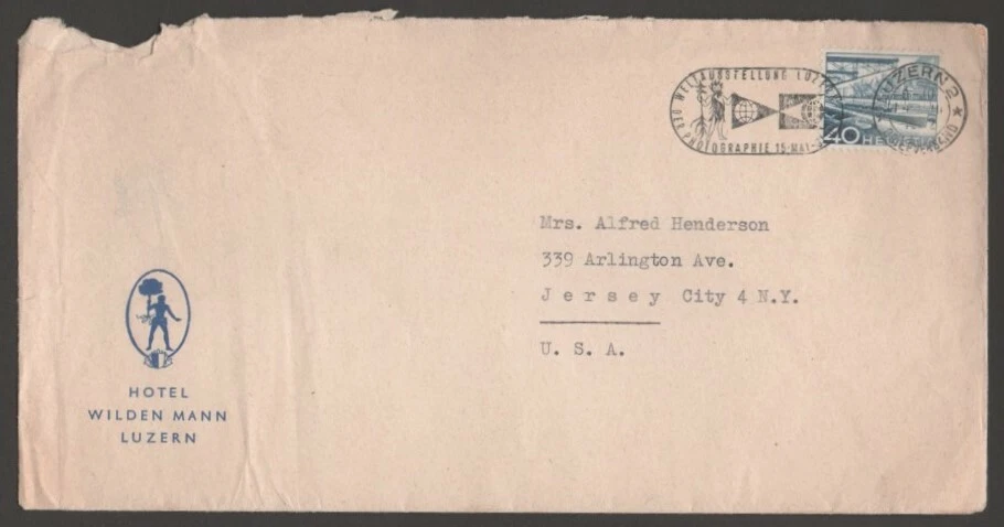 SWITZERLAND ADVERTISING COVER ENV FROM HOTEL WILDEN MANN IN LUZERN PHOTO CONV  - Image 1 of 1