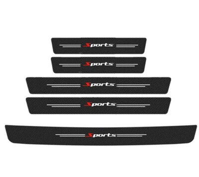 5Pcs Car Threshold Strip Door Plate Sill Scuff Cover Stickers Carbon Fiber Style - Image 1 of 4