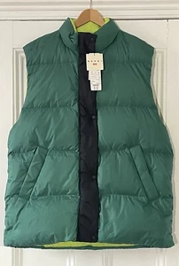 MARNI X Uniqlo Women’s Men’s Green Oversize Down Puffer Vest Body Warmer L UK 14 - Picture 1 of 14