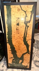 Long Island, Manhattan Wood Carved Topographic Depth Map / Chart - Picture 1 of 6