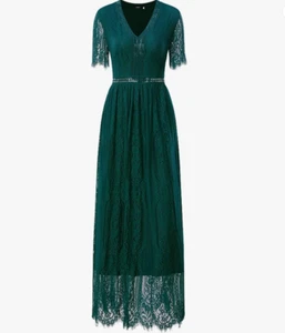 Elegant V-Neck Short Sleeve Bridesmaid Party Maxi Cocktail Maxi Dress Green L - Picture 1 of 2
