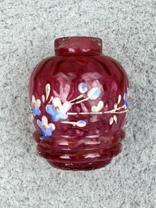 Victorian EAPG Hand Painted Cranberry Glass Salt Or Pepper Shaker 2 1/2" No Lid - Picture 1 of 19