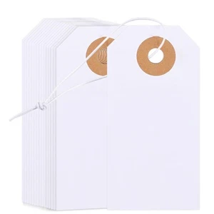 Small Hanging Tags with Elastic String Attached, 100 Pcs Writable Price Tags ... - Picture 1 of 7