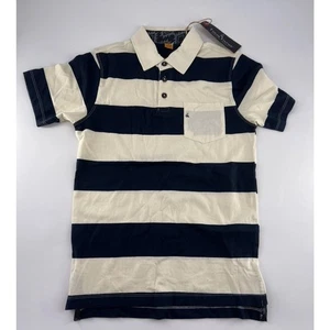 Tailor Vintage Polo Shirt Kids Size 12 Blue Cream Short Sleeve Dressy Cotton New - Picture 1 of 5