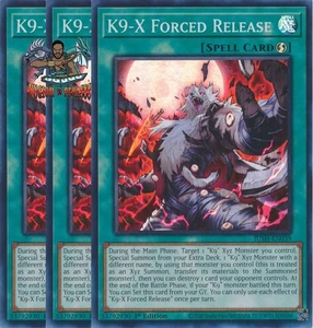 Yugioh! 3x K9-X Forced Release JUSH-EN039 Super Rare 1st Ed NM - Picture 1 of 1