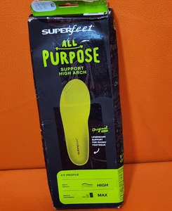 Superfeet All Purpose Green High Arch Insoles Size E Mens 9.5 to 11 Rough Box - Picture 1 of 10