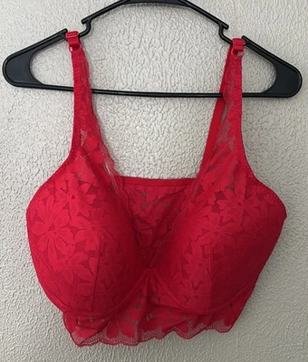 Bralette Mujer ROSA Victorias Secret, Encaje, Encaje Rojo, XXL, Ligeramente Forrado Foto 1 de 4