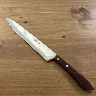 "Cuchillo de chef dentado Regent Sherwood de colección 8"" madera acabado hecho en Japón" Foto 1 de 4