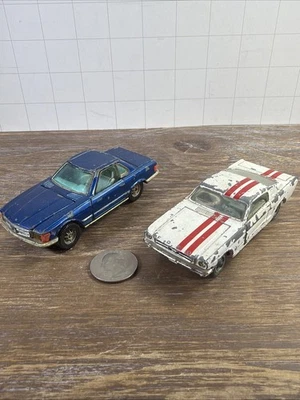 Lot Of 2 Vintage Corgi Toys 1:43 Diecast Cars Ford Mustang Fastback & Benz 350 S - Image 1 of 4