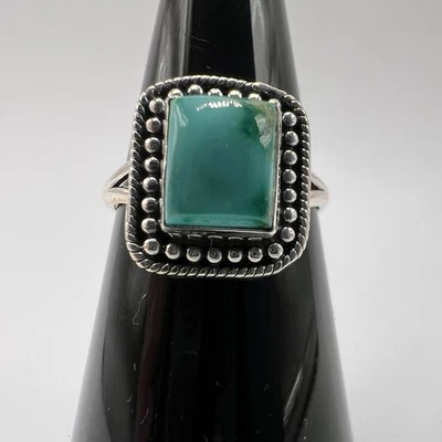Серебро бирюза квадратный драгоценный камень кольцо заявление богемное размер 7 - Изображение 1 из 4