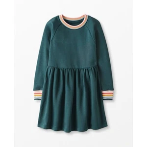 Hanna Andersson Girls Green Rainbow Knit French Terry Sweatshirt Dress 8 - Picture 1 of 6