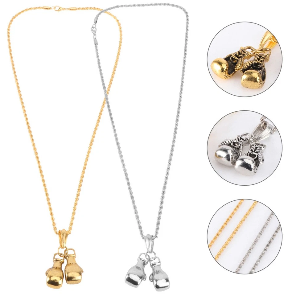  2 Pcs Halskette Für Männer Boxhandschuhe Anhänger Punk -Halskette - Bild 1 von 4