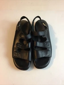SAS Tripad bequeme schwarze Leder-Sandalen mit drei Riemen Fersenriemen Größe 5,5 M - Bild 1 von 11