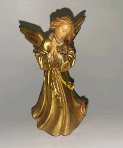 🪵🪓🙏Statuina Angelo che prega vintage 8” Anri intagliata a mano dipinta a mano🪵🪓🙏 - Foto 1 di 10