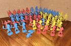Mpc Lot Of 59 Plastic "Indian" Native American Figures: Red, Yellow, Blue