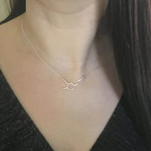 Dopamine Molecule Structure Necklace Formula Adjustable Clavicle Chain - Picture 1 of 18