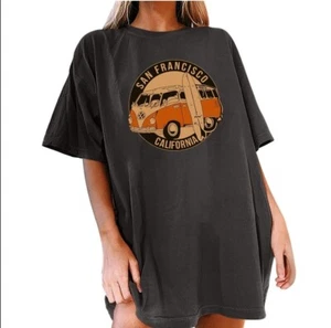 Wukreran Women Short Sleeve Summer Fashion Print Loose Fit T Shirts Blouses 2XL - Picture 1 of 3