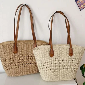 Straw Woven Shoulder Bag high-capacity Beach Bag Summer - Picture 1 of 11