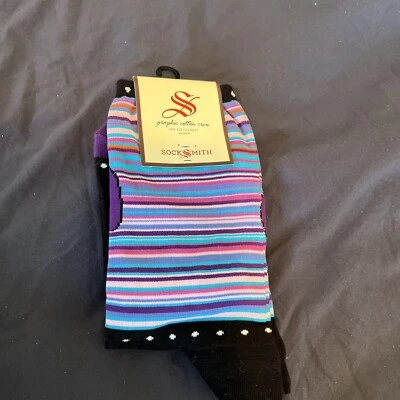 Meias femininas Socksmith Crew Laurel Burch filhote cachorro violeta novidade calçado - Imagem 1 de 4