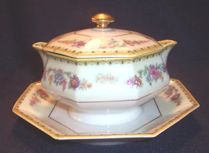 Haviland VENDOME DELUXE COVERED GRAVY Sauce MUSTARD Bowl Boat + Underplate & Lid - Picture 1 of 7