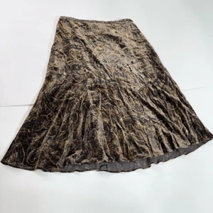 Gonna midi Coldwater Creek donna XL marrone nero velluto schiacciato a strati paisley - Foto 1 di 9