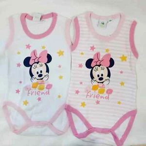 Body Neonato Disney Minnie Senza Maniche Cotone 18 Mesi 86 cm Set 2 pz Rosa e Fu - Foto 1 di 3