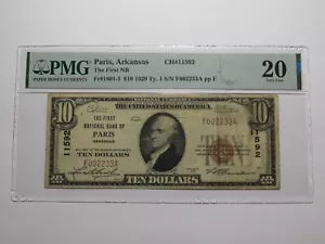 $10 1929 Paris Arkansas AR National Currency Bank Note Bill Ch. #11592 VF20 PMG - Picture 1 of 5