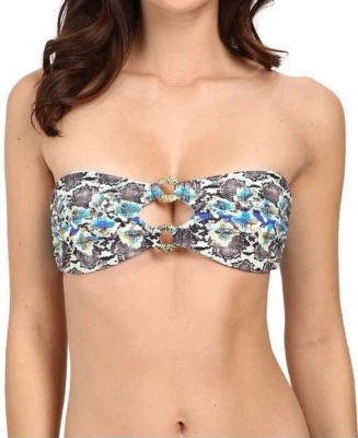 Top de bikini Red Carter Bandeau azul pitón víbora traje de baño para mujer L nuevo con etiquetas $85 Foto 1 de 4