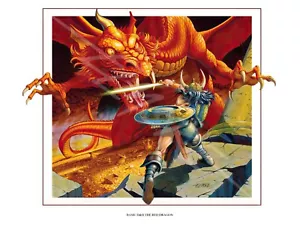 Ancient Red Scatola Rossa Litografia Autografata da Larry Elmore D&D - Foto 1 di 1
