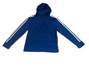 Adidas Hooded Sweatshirt Youth Small Blue, Faded Logo Front Pocket EUC - Picture 1 of 3