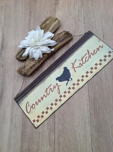 Shabby Chic Kitchen Plaque Chicken/ Hen "COUNTRY KITCHEN" metal - Picture 1 of 1