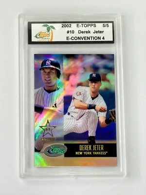 DEREK JETER 5/5 2002 E-TOPPS E-CONVENTION REFRACTOR New York YANKEES ENCASED - Image 1 of 2