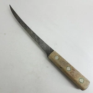 Vintage Carbon Steel Boning Fillet Knife 9 Inch Blade Wood Handle - Picture 1 of 9