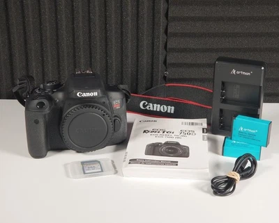 *BONITO* Cuerpo de cámara Canon EOS Rebel T6i DSLR con baterías, manual, tarjeta SD PROBADA Foto 1 de 4