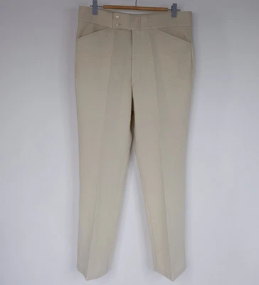 Vintage 70s Farah Mens Pants 34 X 30 Tan Beige Straight Leg Slacks Disco - Image 1 of 4