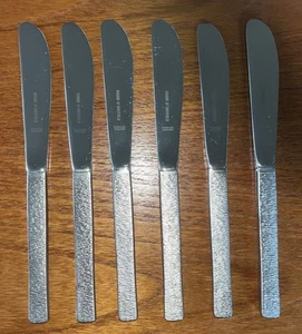 VINERS CUTLERY 6 DESSERT KNIVES BARK PATTERN - Picture 1 of 11